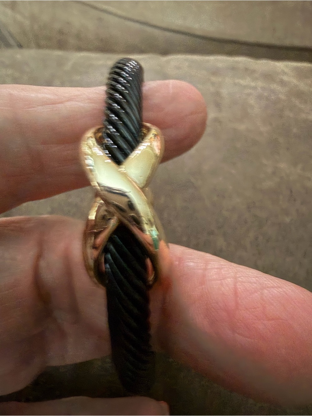 Gold Accent Black Cable Twist Reptile Accessory Bracelet